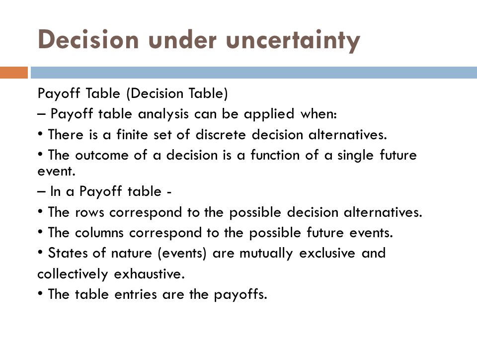 decision making under certainty