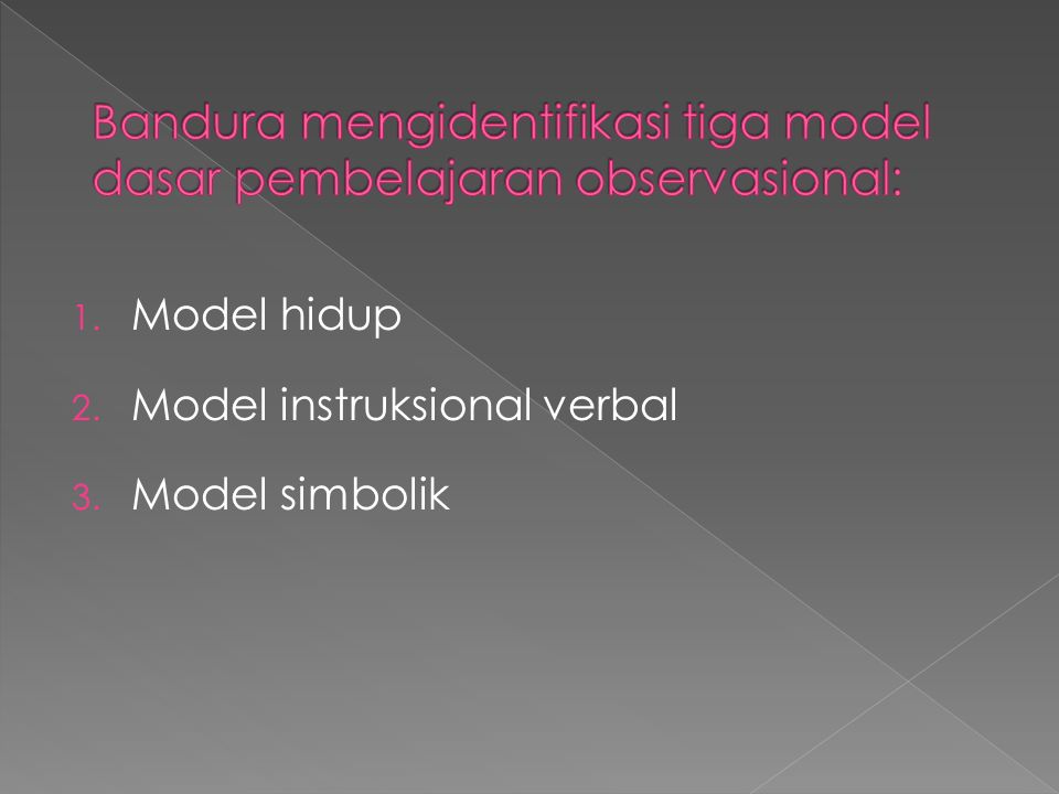 1. Model hidup 2. Model instruksional verbal 3. Model simbolik