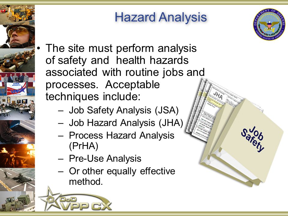 Hazard Analysis The site must perform analysis of safety and health hazards associated with routine jobs and processes.