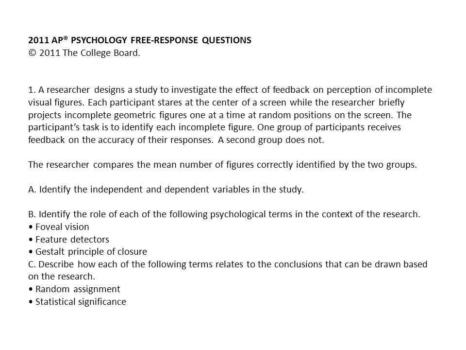 2011 ap psychology free response questions answers