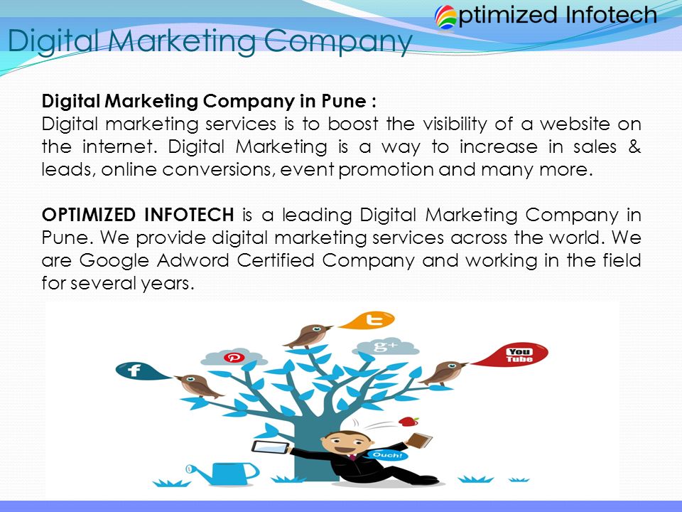 Digital Marketing Company in Pune : Digital marketing services is to boost the visibility of a website on the internet.