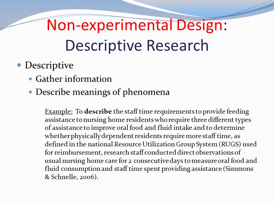 what is non experimental research design