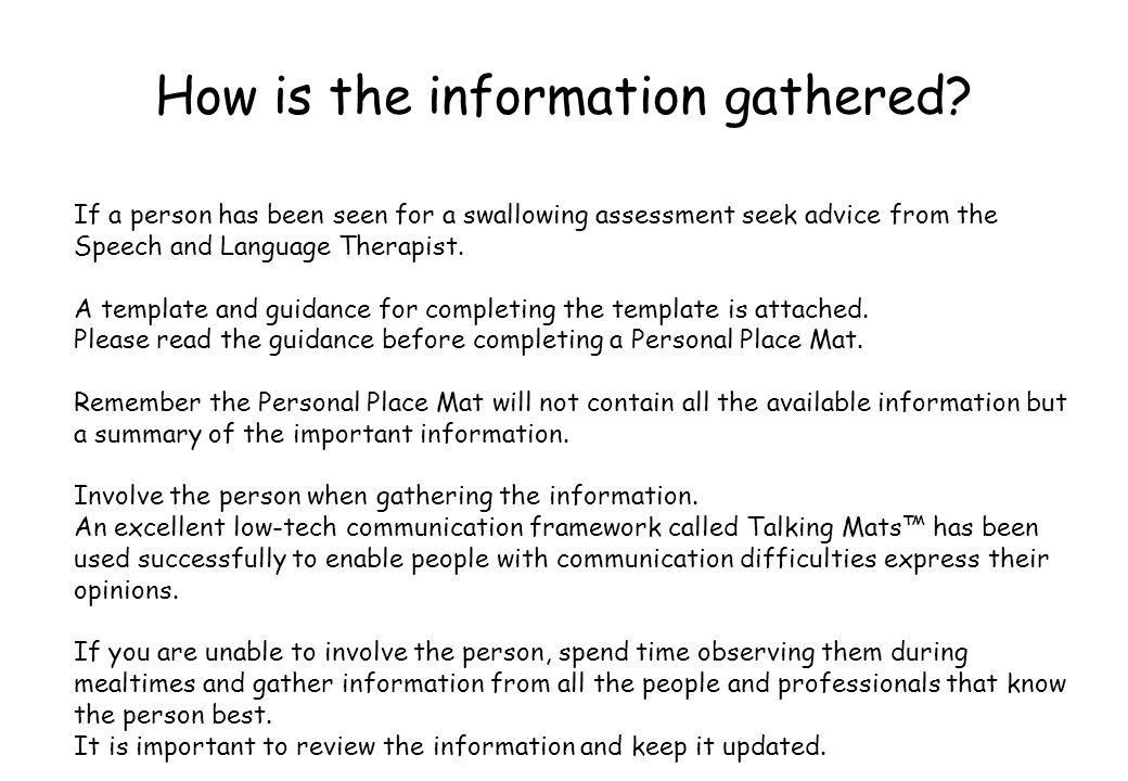 Personal Place Mats Contents Introduction And Information About