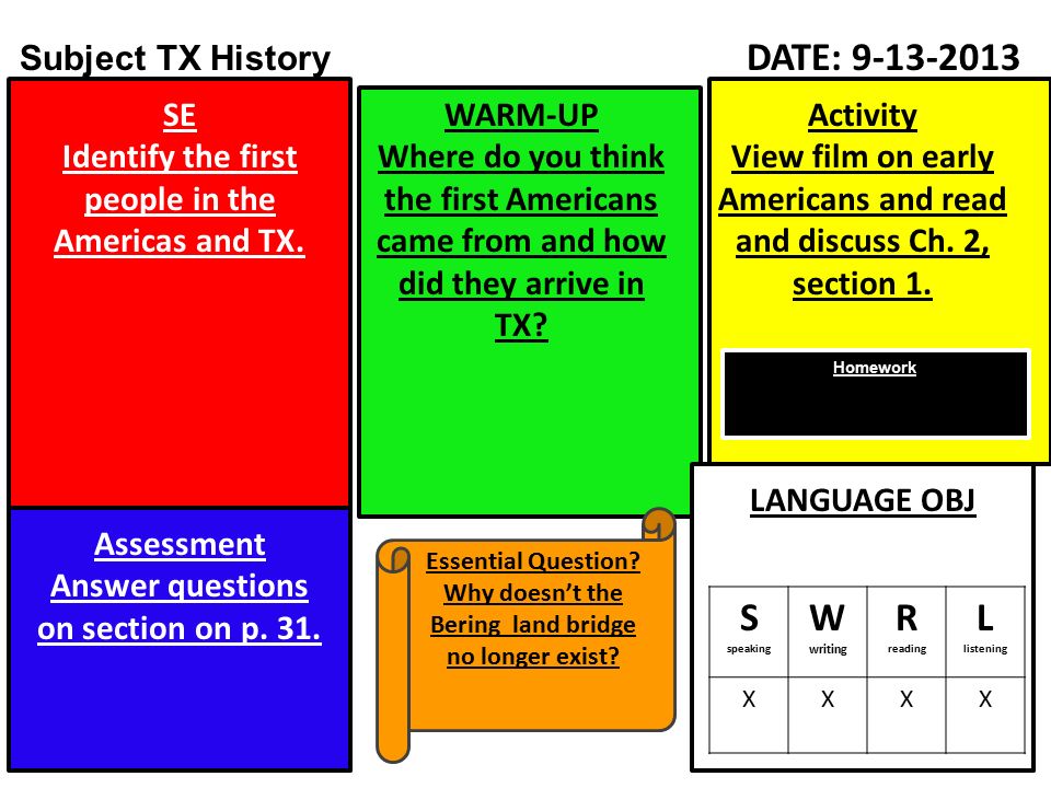 Subject TX History DATE: SE Identify the first people in the Americas and TX.