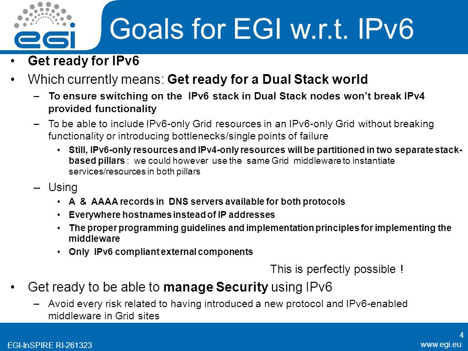 EGI-InSPIRE RI Goals for EGI w.r.t.