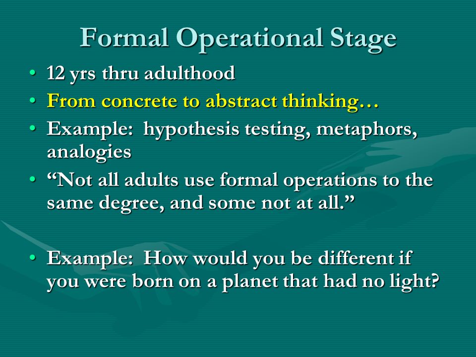 an example of formal operational stage
