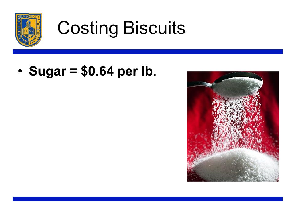 Costing Biscuits Sugar = $0.64 per lb.