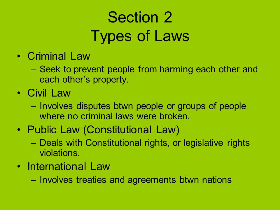 what are the four types of civil law