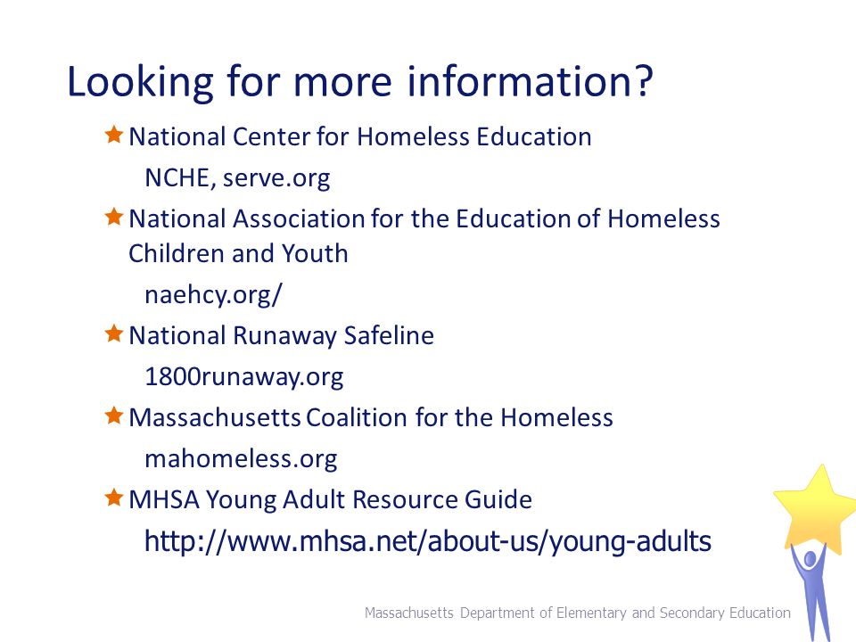 Education of homeless adult