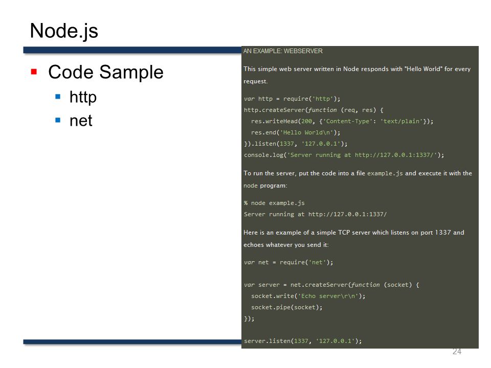Node.js  Code Sample  http  net 24