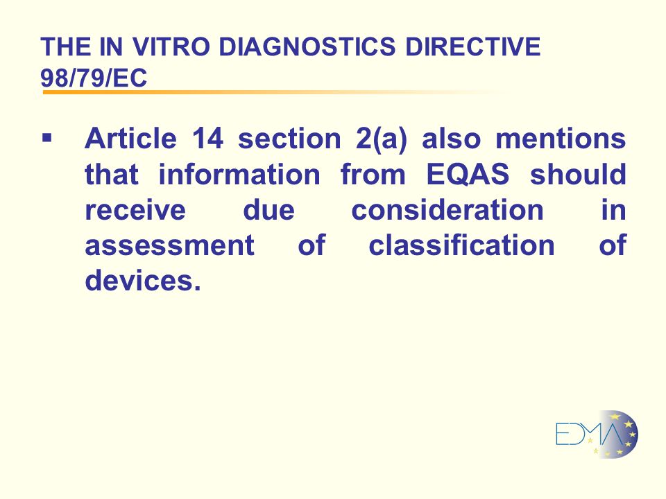 European Diagnostic Manufacturers Association EQA contribution and
