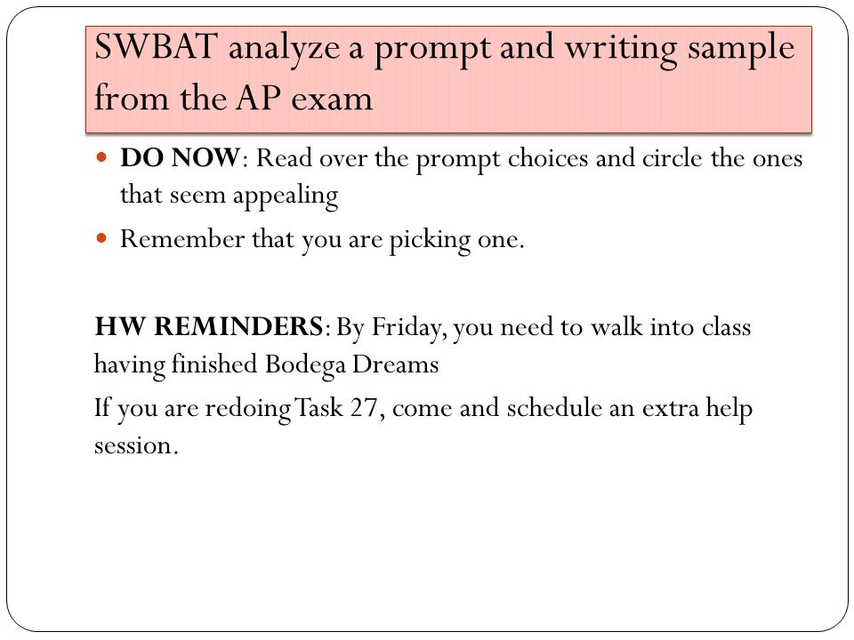 Juniors Essay Planning Swbat Analyze A Prompt And Writing Sample Swbat How Do I Write A Thesis Statement For An Essay also Persuasive Essay Thesis Statement What Is An Essay Thesis