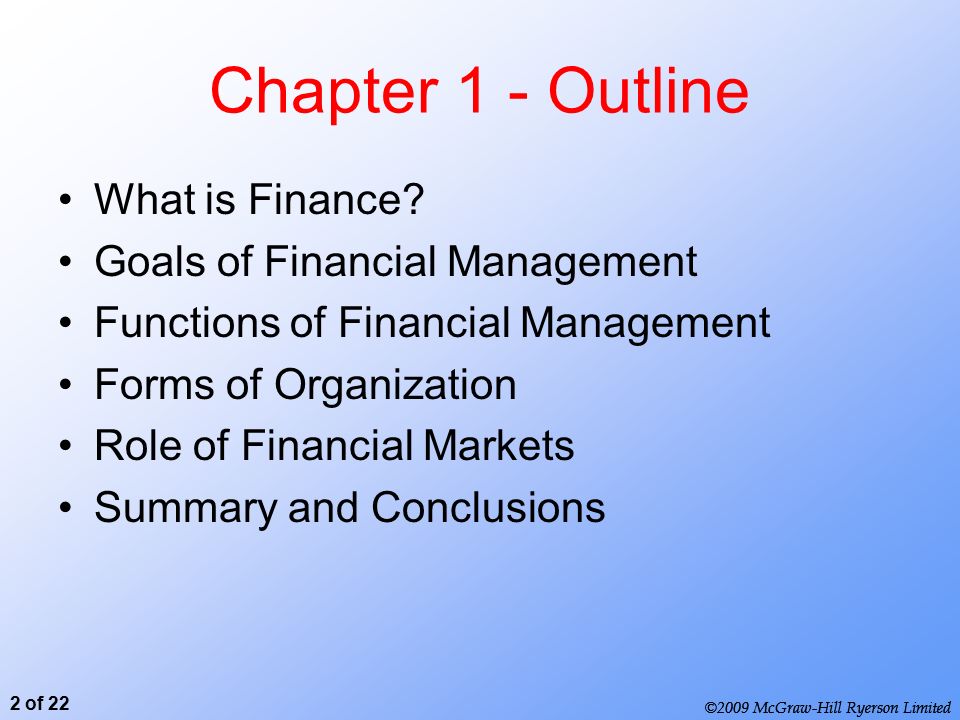 2009 McGraw Hill Ryerson Limited 1 Of The Goals And