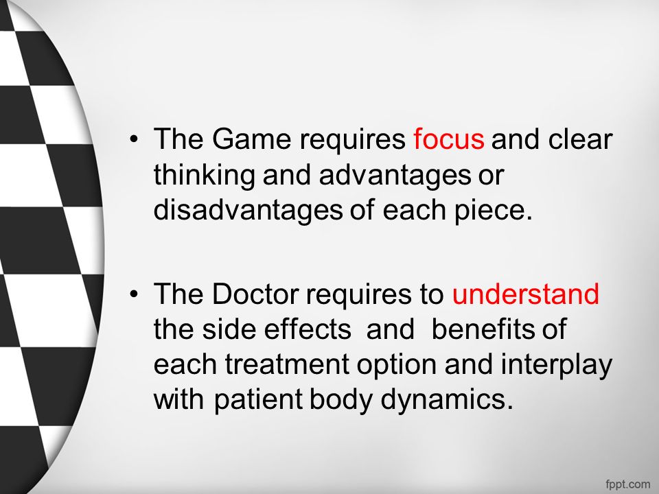 The Game requires focus and clear thinking and advantages or disadvantages of each piece.