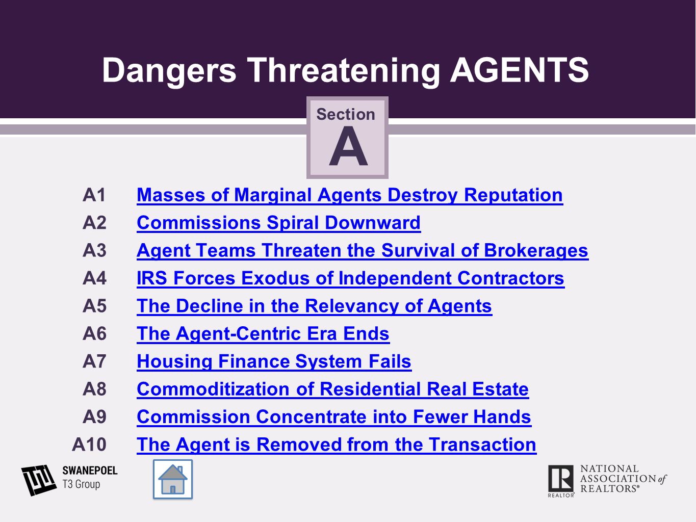 The DANGER Report Section A AGENTS Section A AGENTS Section B BROKERS Section B BROKERS Section C NAR Section C NAR Section D STATE & LOCAL ASSOCIATIONS. - ppt download - 웹
