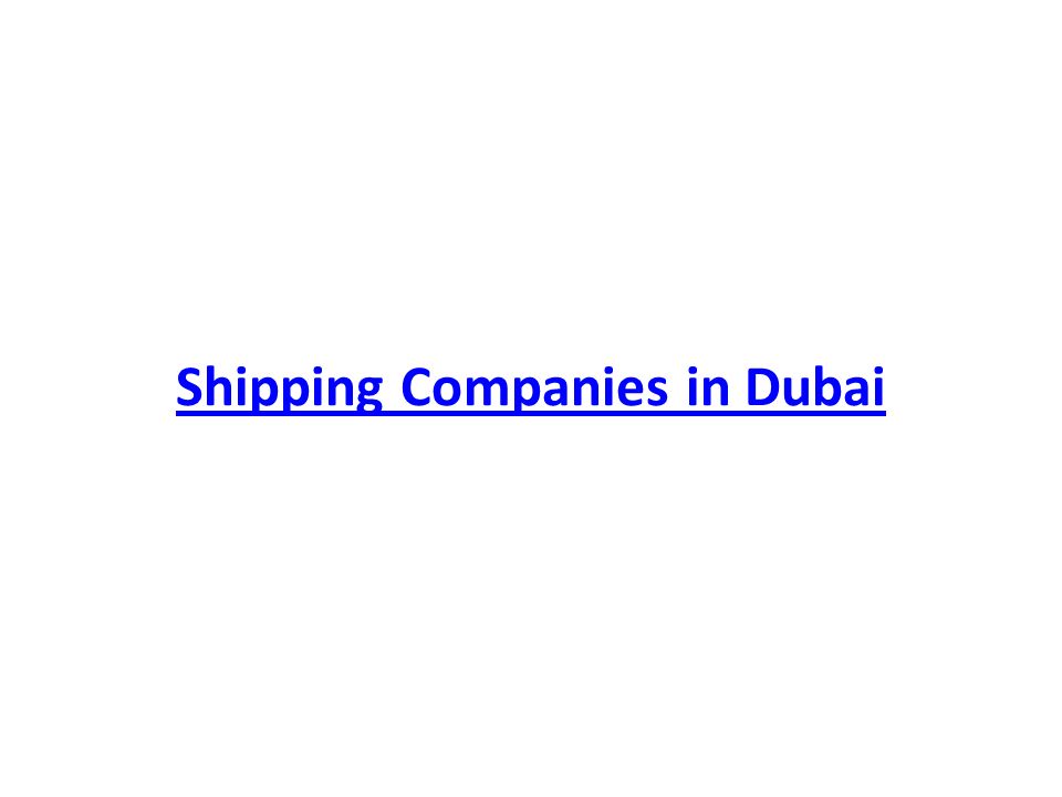 Shipping Companies in Dubai