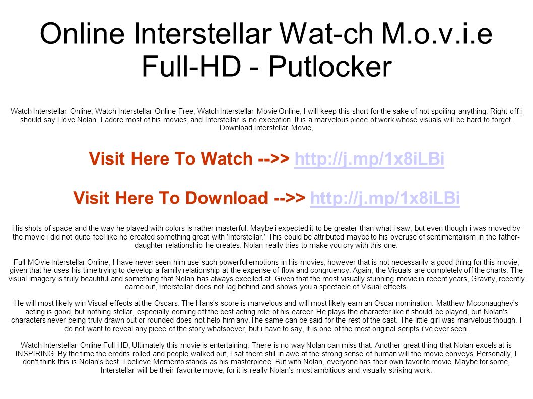interstellar full movie online putlockers