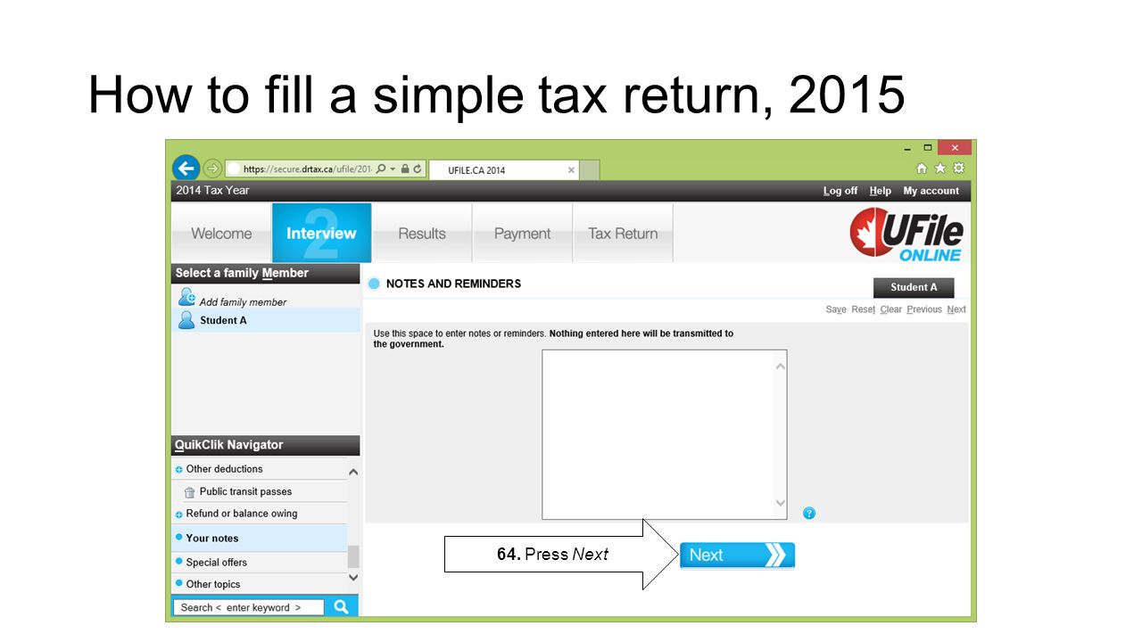 How to fill a simple tax return, Press Next