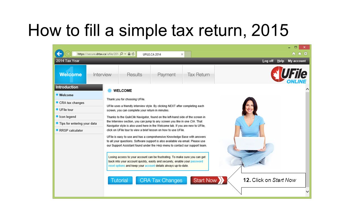 How to fill a simple tax return, Click on Start Now