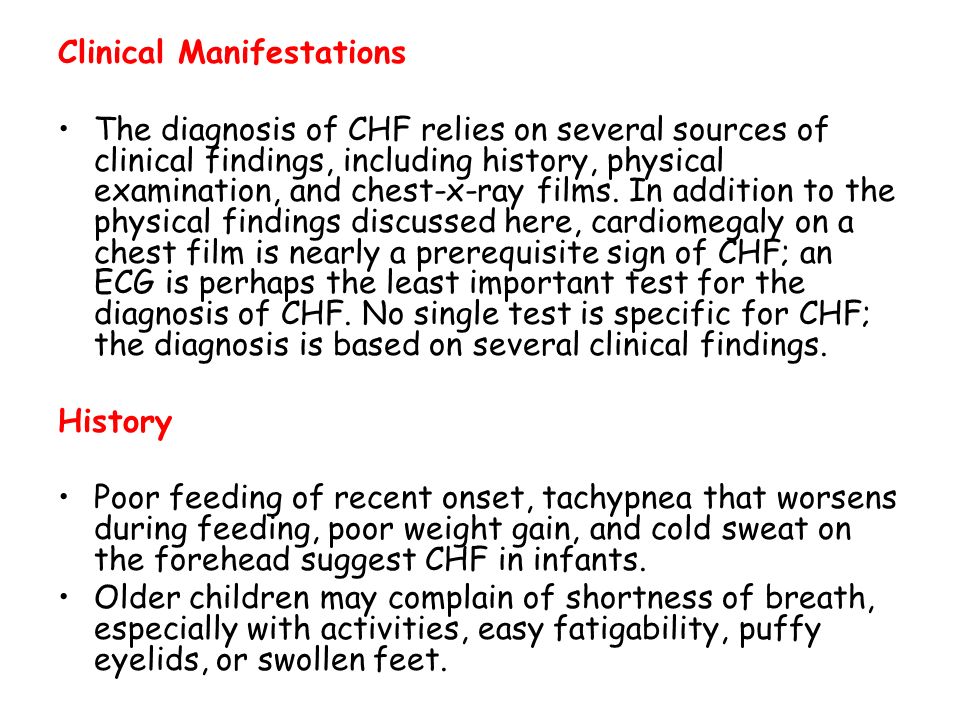 Congestive Heart Failure Ali Cardiology Division Department Clinical Manifestations The Diagnosis Of Chf Relies On Several Sources Findings Including History