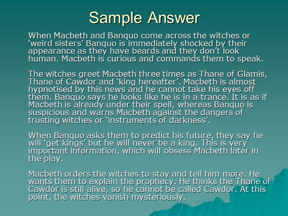 what do the three witches predict will happen to macbeth