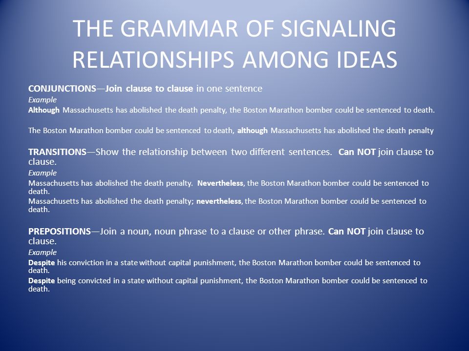 relationships between paragraphs between ideas definition