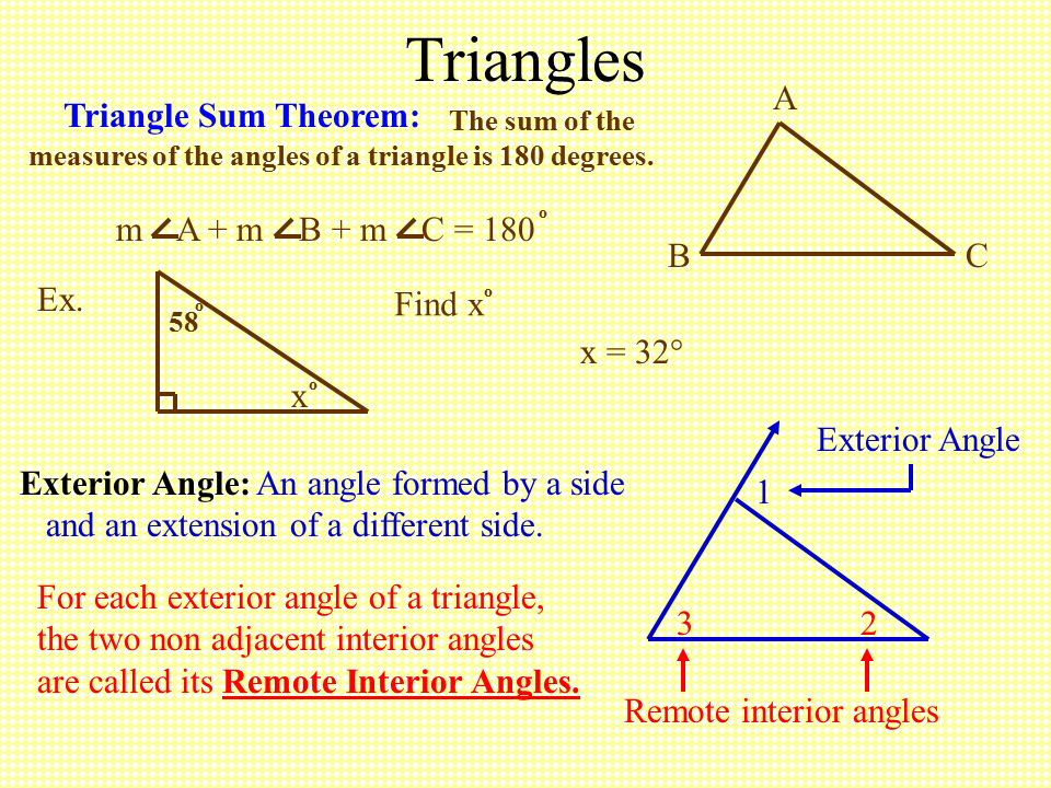 Triangles The Sum Of The Measures Of The Angles Of A