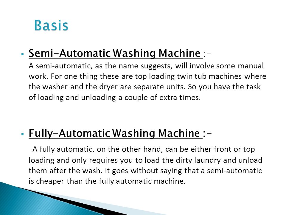 Semi-Automatic Washing Machines Fully Automatic Washing Machines. - ppt  download