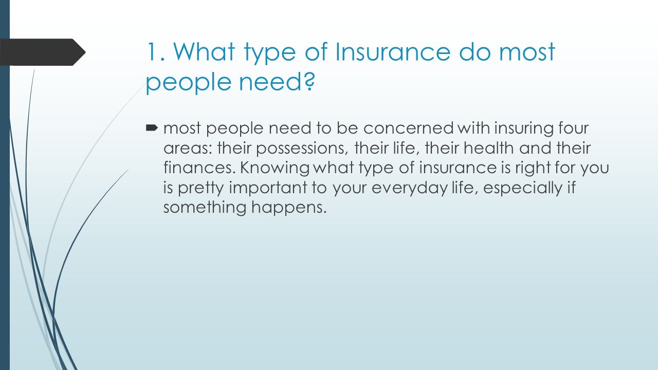 1. What type of Insurance do most people need.