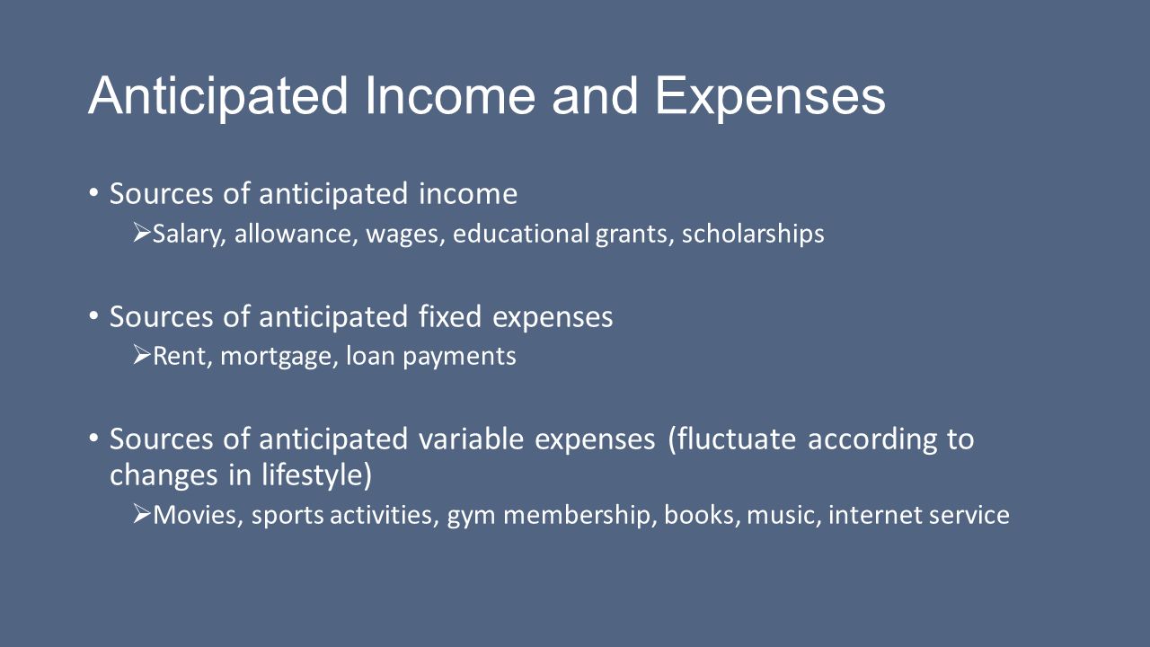 competency 101 identify anticipated and unanticipated income and