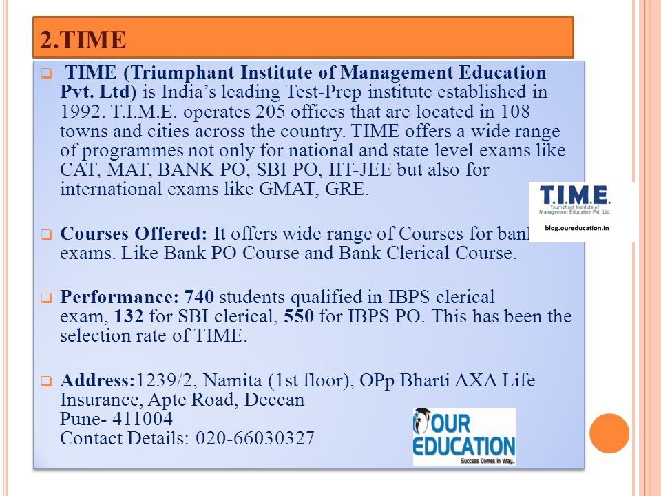 2.TIME  TIME (Triumphant Institute of Management Education Pvt.