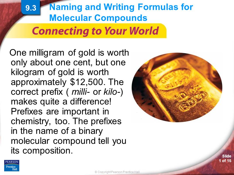 Copyright Pearson Pice Hall Slide 1 Of 15 Naming And Writing 1 Copyright