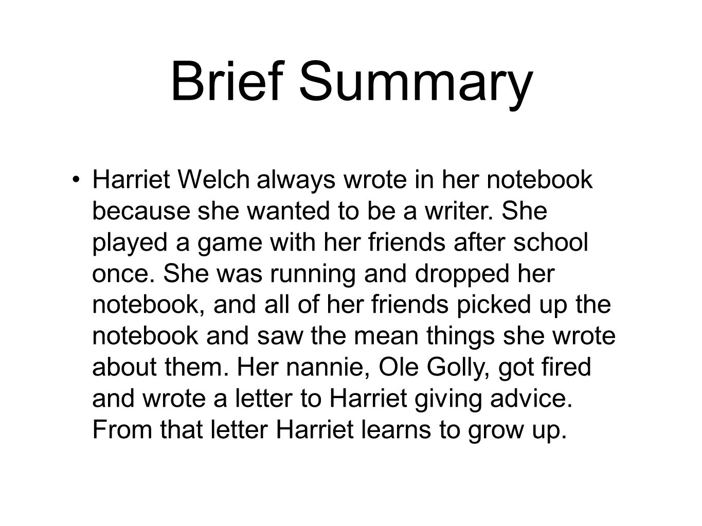 the notebook summary