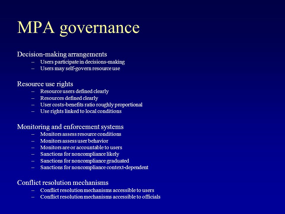 Solving the Mystery of MPA Performance: linking governance ...