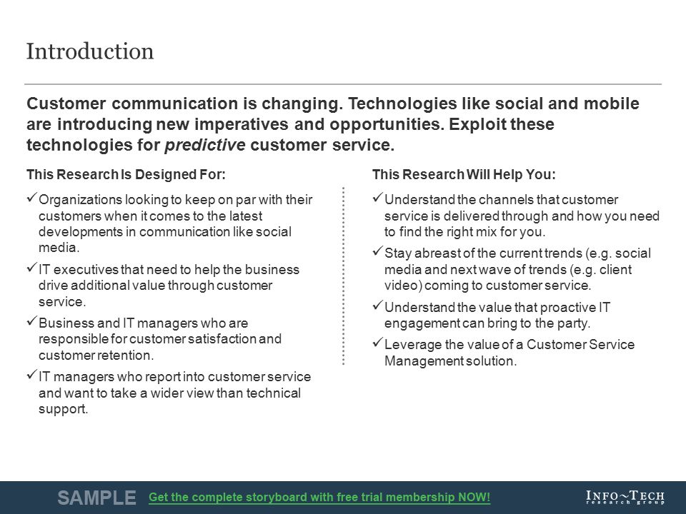 Info-Tech Research Group2 Customer communication is changing.