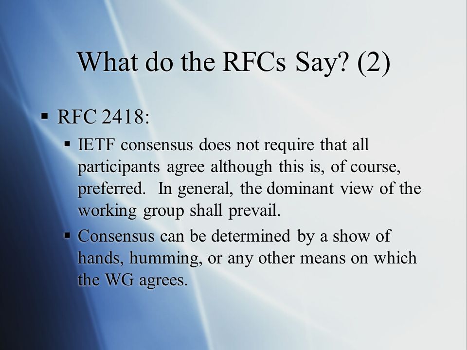 What do the RFCs Say.