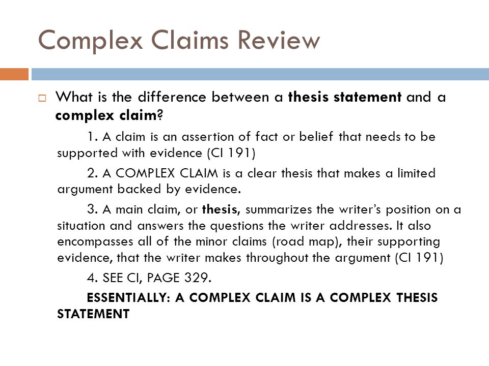 difference between thesis and assertion