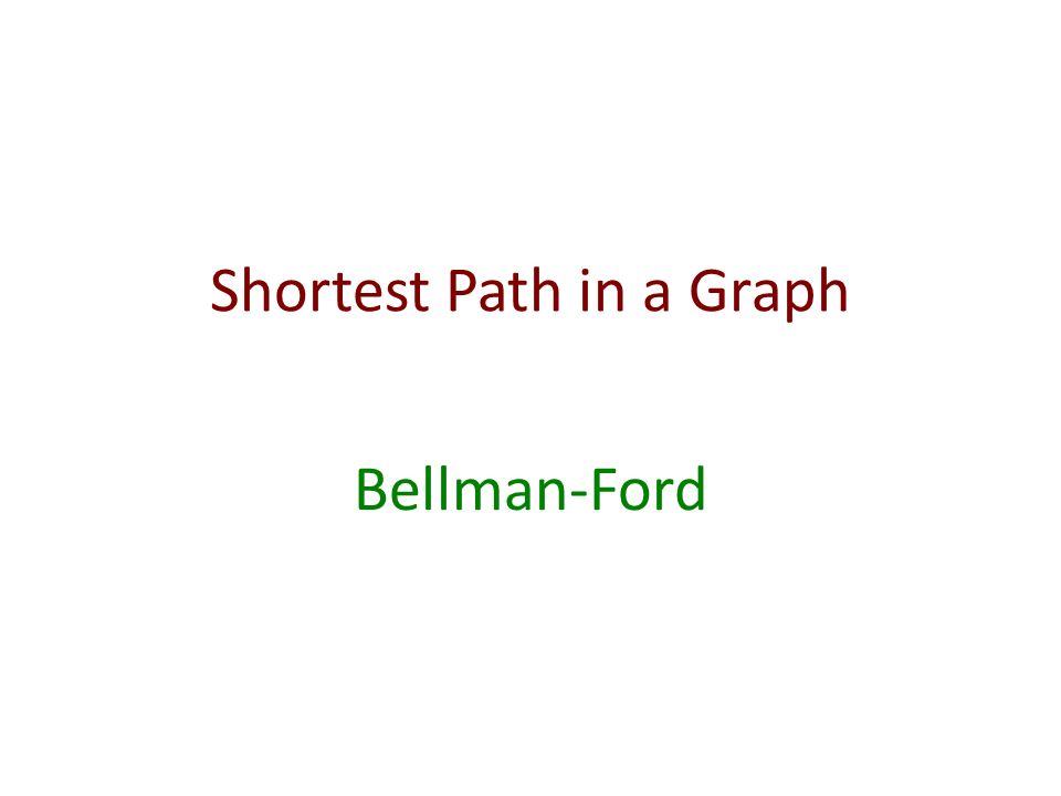 Shortest Path in a Graph Bellman-Ford