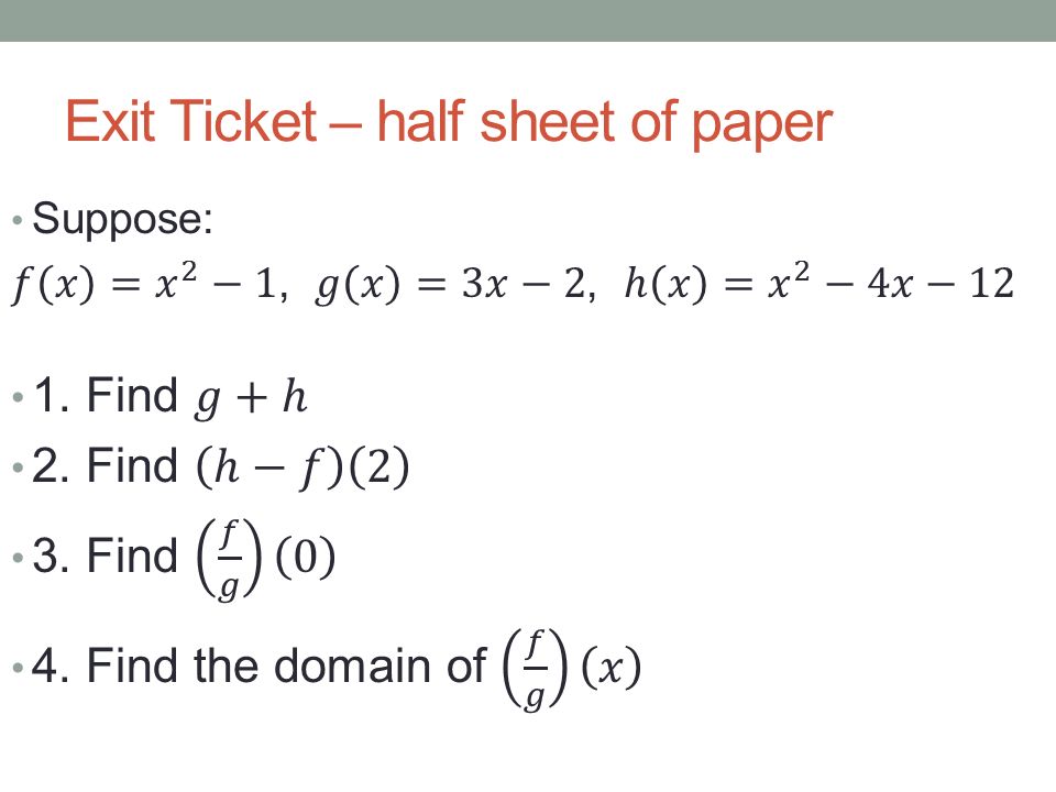 Exit Ticket – half sheet of paper