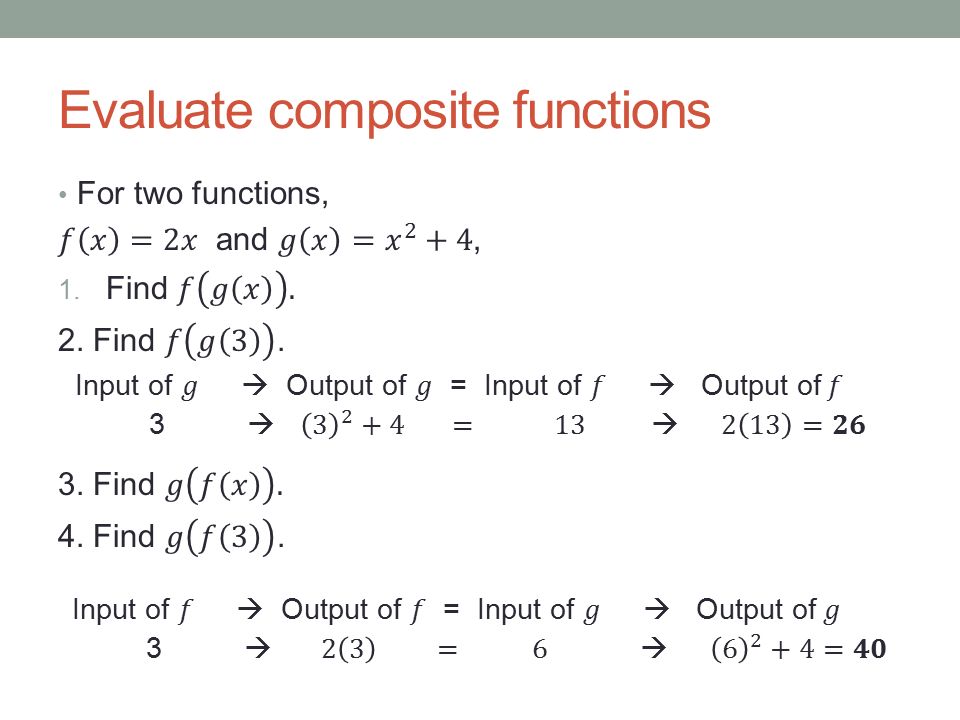 Evaluate composite functions