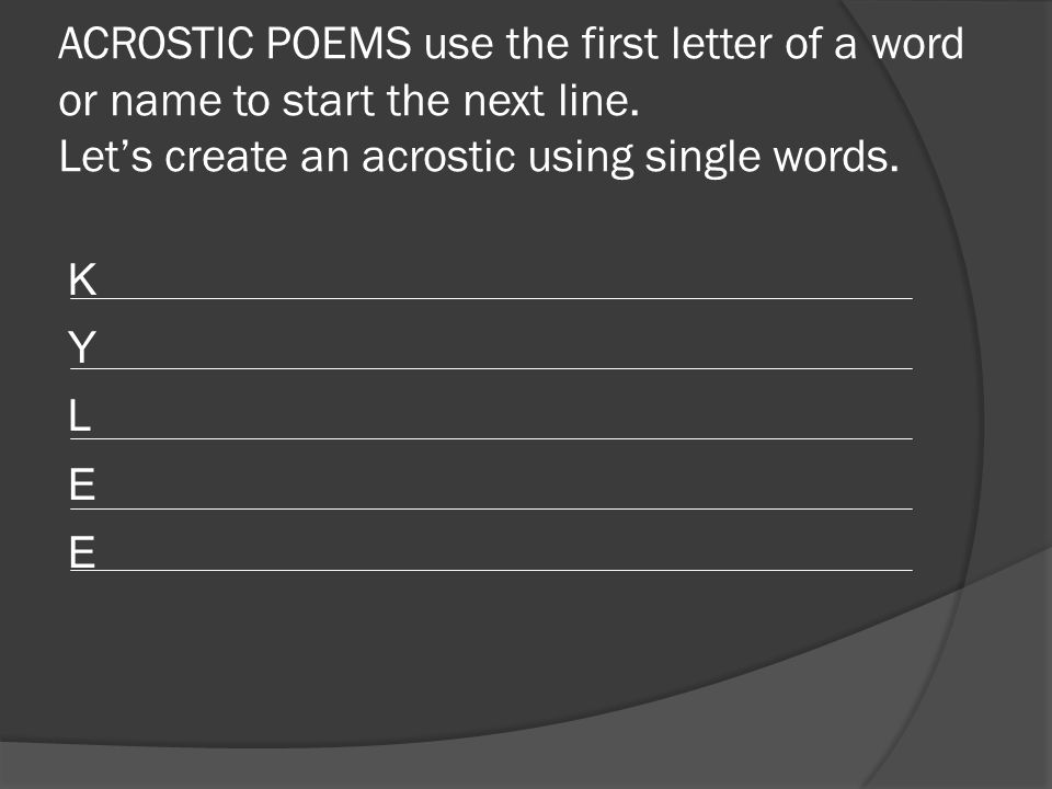 Acrostic Poems Personal Inventory Step 1 Please Copy This Onto In Your Notebook And Complete The Boxes You Do Not Have To Use Full Sentences But Instead Ppt Download