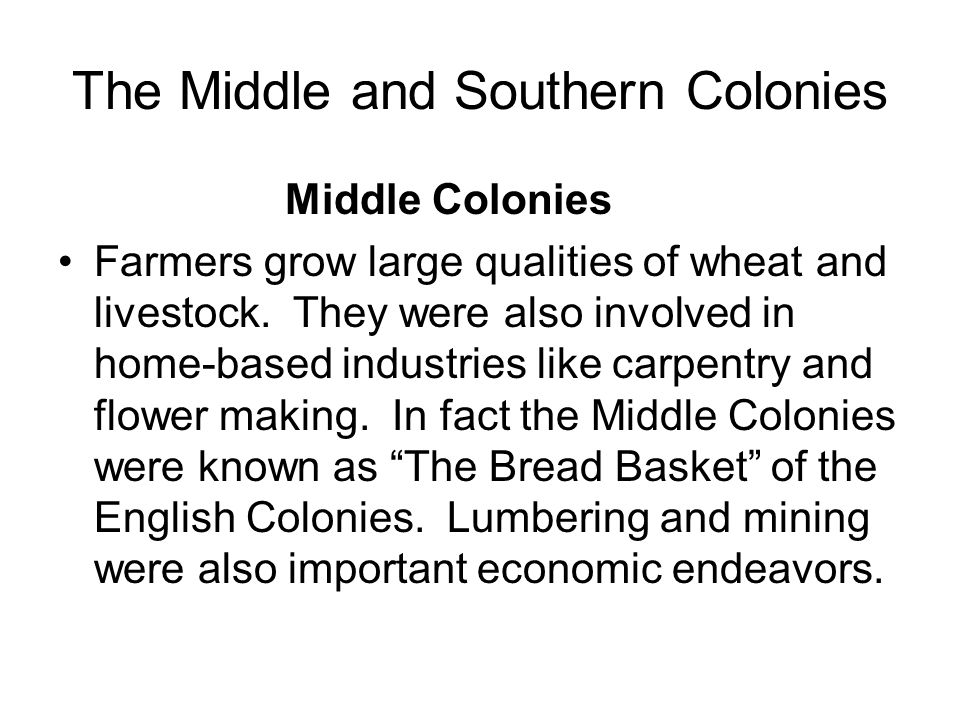 facts about the middle colonies economy