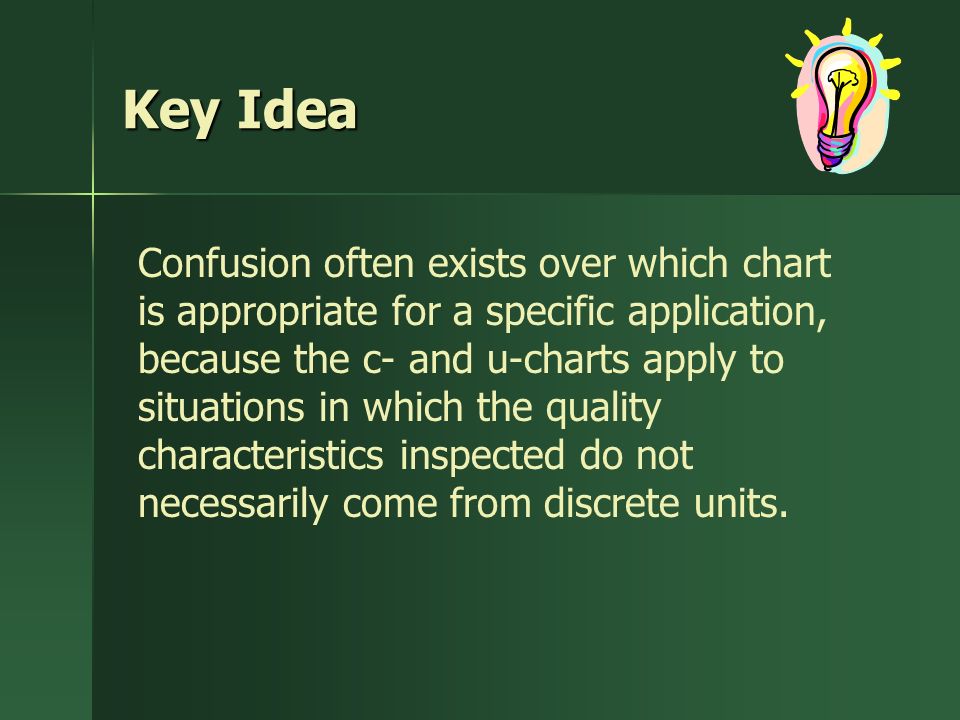 1 Chapter 14 Statisticalprocesscontrol The Management Control Of 29 Key Idea Confusion Often Exists Over Which Chart Is Ropriate For A Specific Lication Because The C And U Charts Ly To Situations In