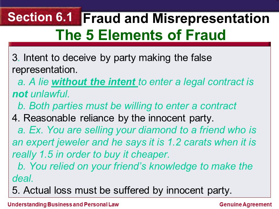 elements of misrepresentation in contract law