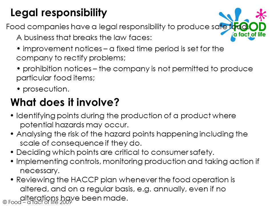 food a fact of life 2009 hazard analysis critical control point food a fact of life 2009 what does it involve