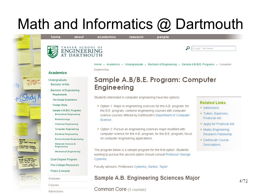 Math and Dartmouth 4/72