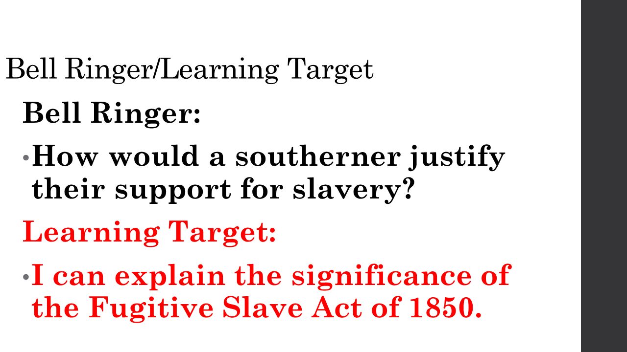 The Fugitive Slave Act Of 1850 Road To The Civil War Ppt Download