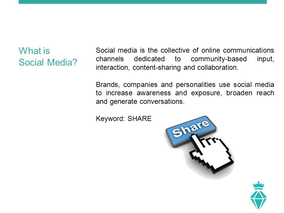 Social media is the collective of online communications channels dedicated to community-based input, interaction, content-sharing and collaboration.