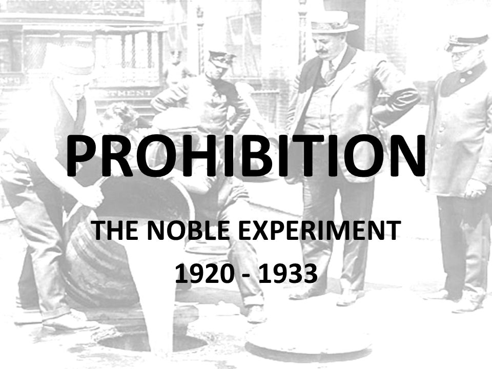 The noble experiment prohibition what was the noble experiment quizlet