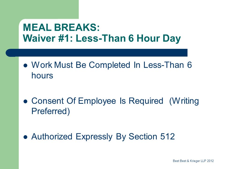 Life After Brinker An Employer S Guide To Meal Rest Break Obligations Presented By Roger Crawford Esq Best Best Krieger Llp Attorneys At Law Disclaimer Ppt Download